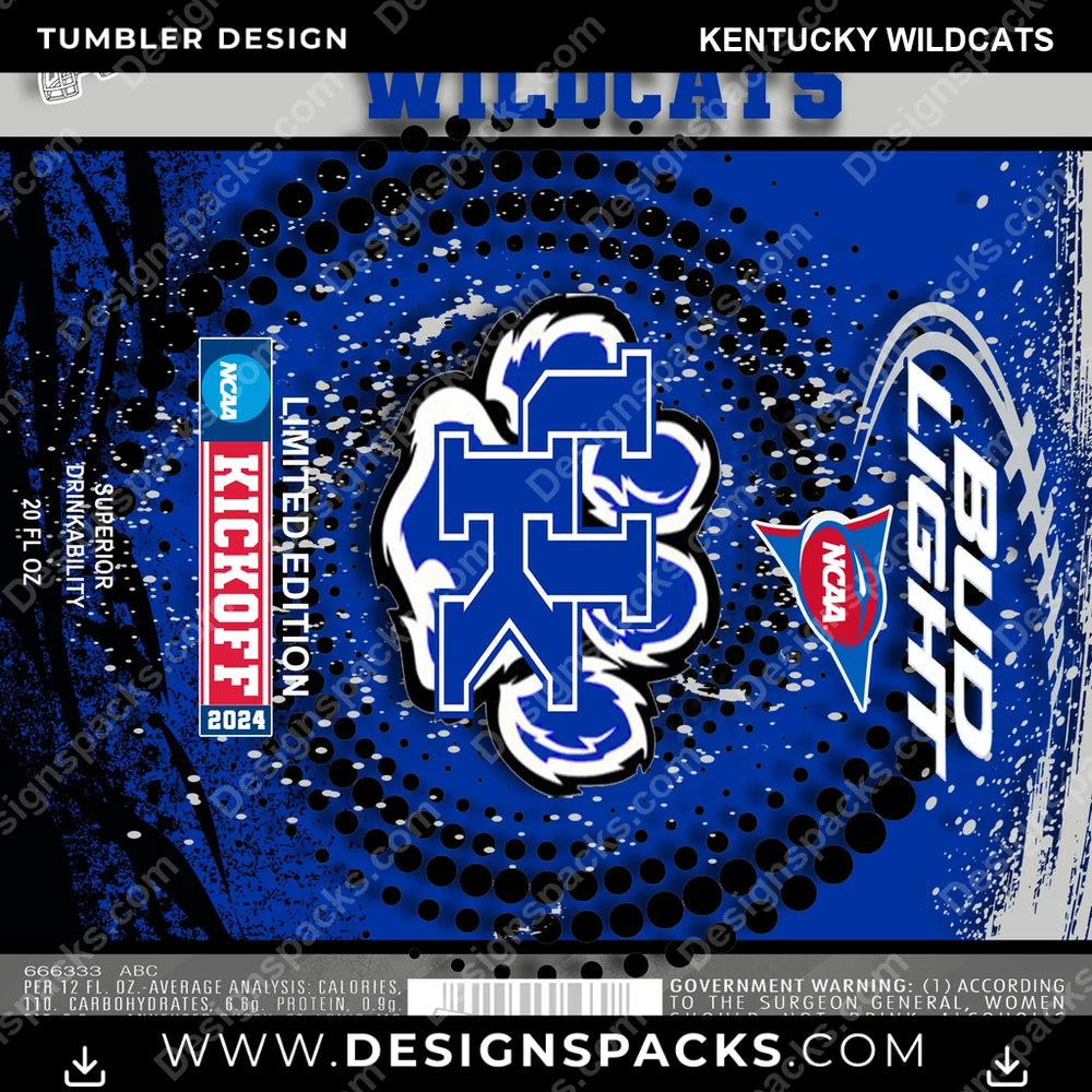 College Sport Bud Kentucky Wildcats NCAA College Sport Tumbler Digital Wrap Design Download