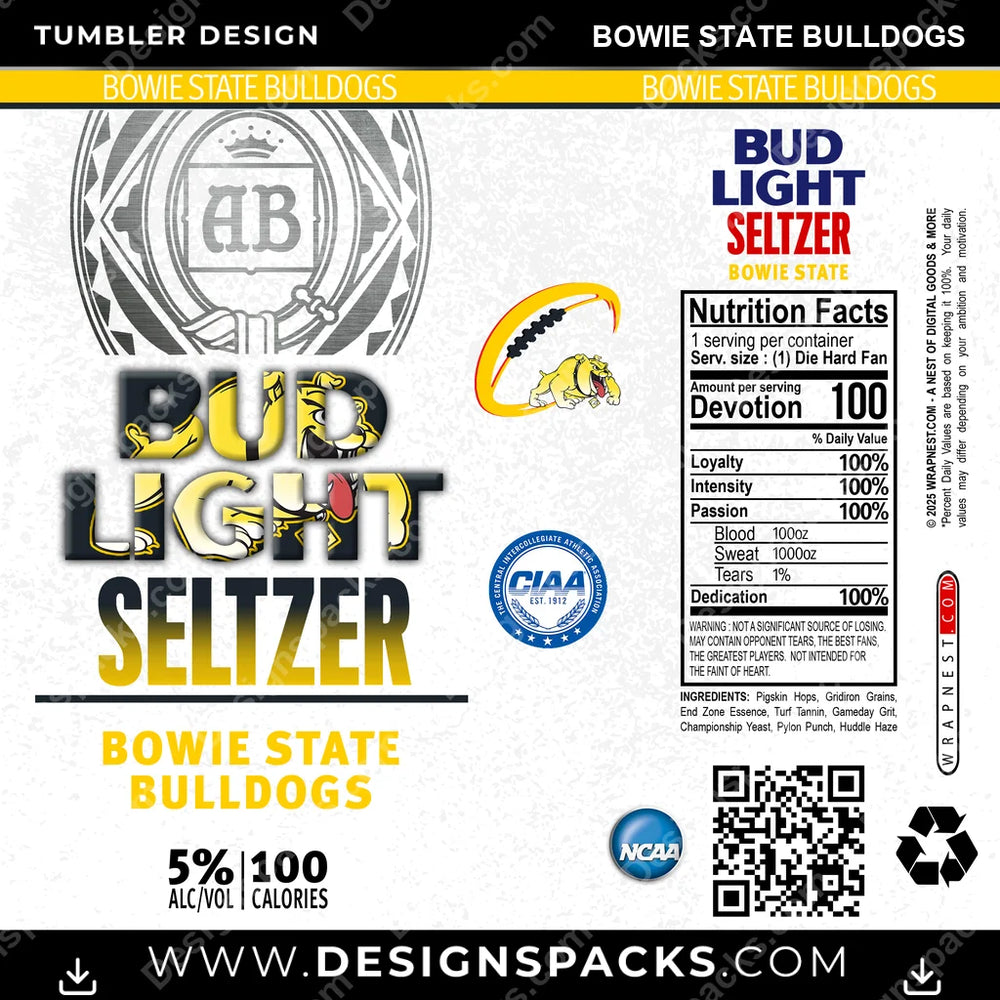 College Sport Bud Light Seltzer Bowie State Bulldogs NCAA College Sport Tumbler Digital Wrap Design Download