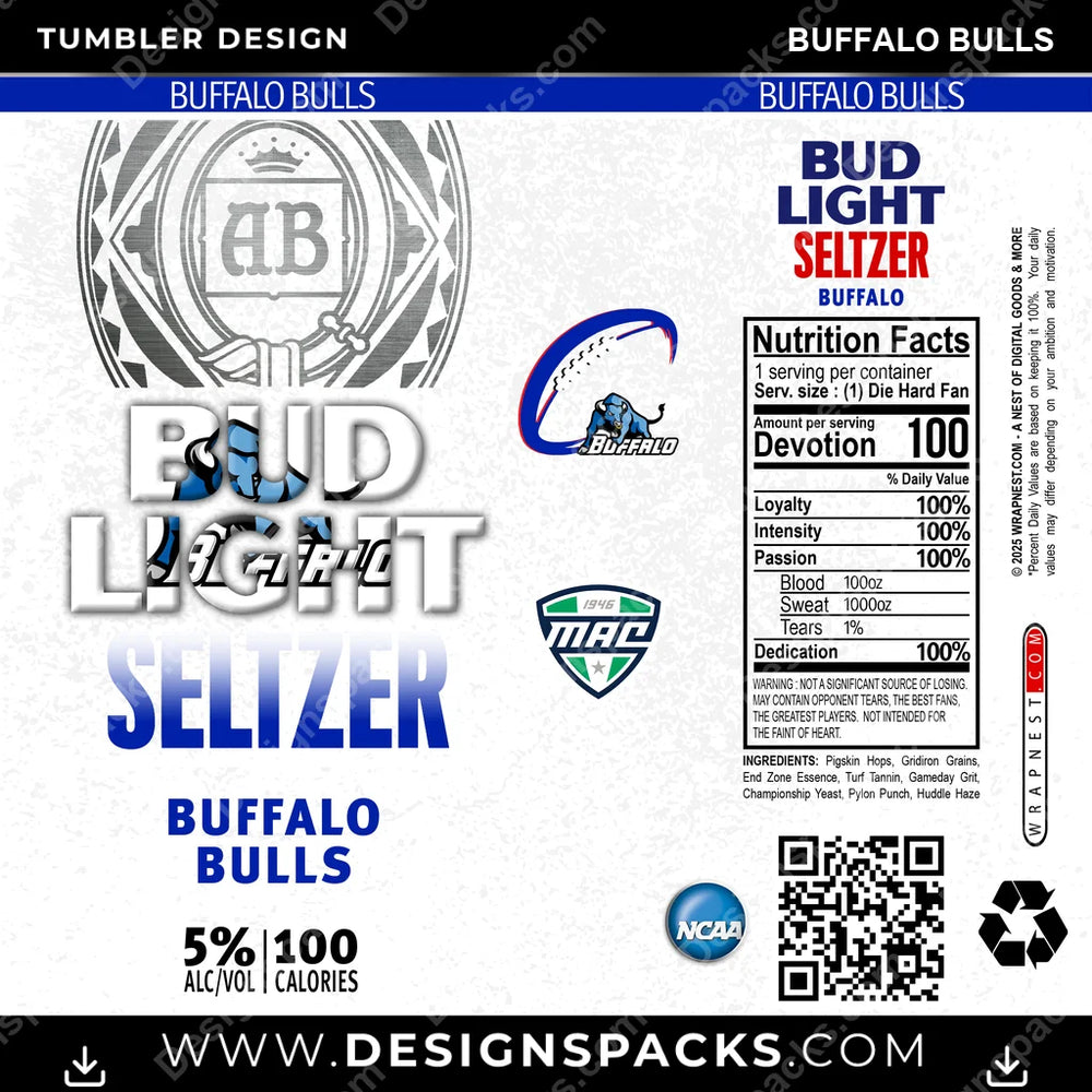 College Sport Bud Light Seltzer Buffalo Bulls NCAA College Sport Tumbler Digital Wrap Design Download