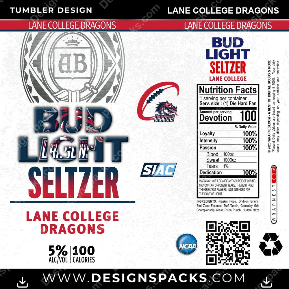 College Sport Bud Light Seltzer Lane College Dragons NCAA College Sport Tumbler Digital Wrap Design Download