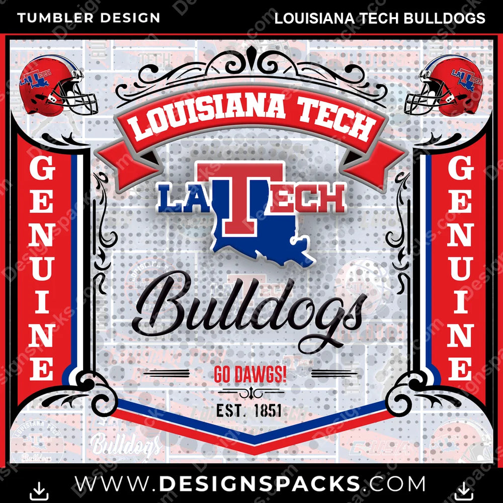 College Sport Bud Louisiana Tech Bulldogs NCAA College Sport Tumbler Digital Wrap Design Download