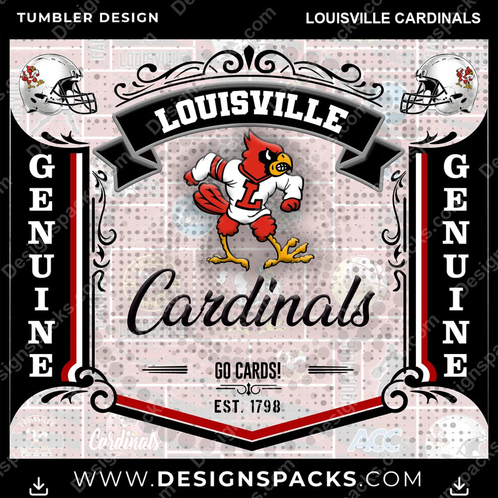 College Sport Bud Louisville Cardinals NCAA College Sport Tumbler Digital Wrap Design Download