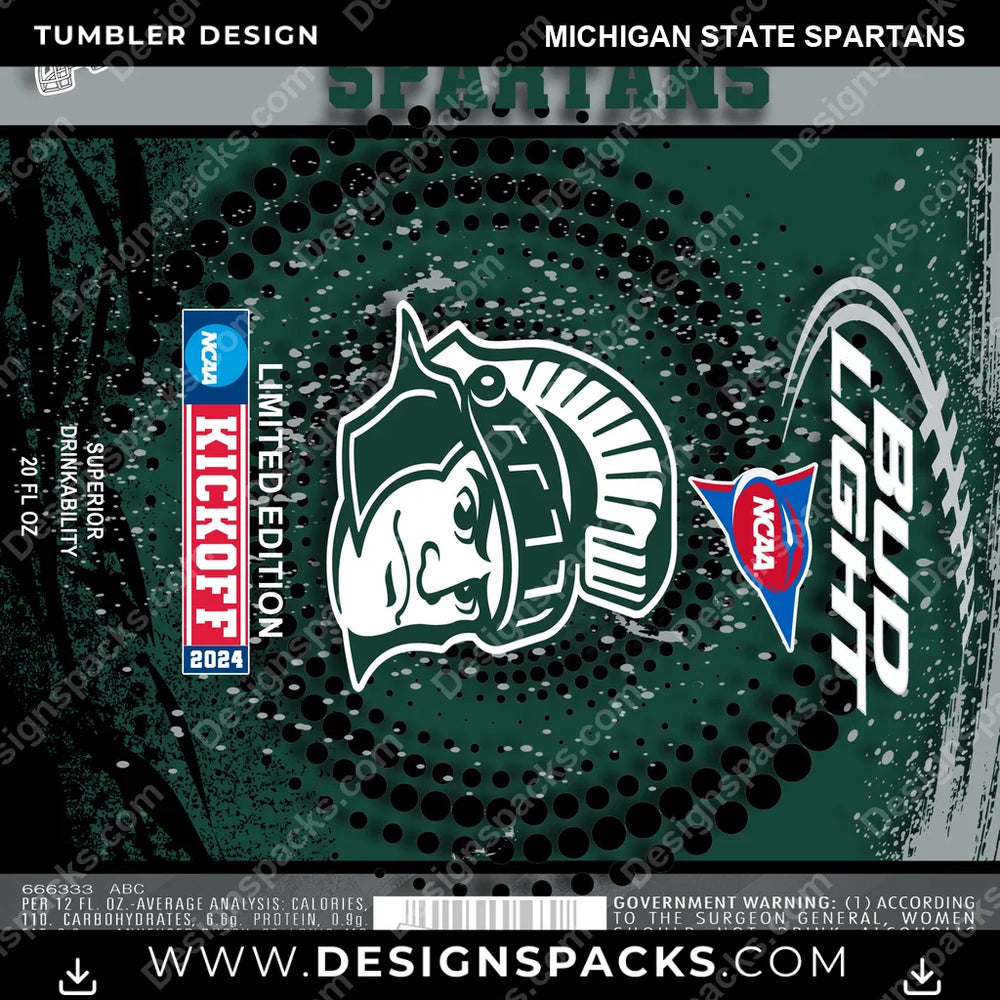 College Sport Bud Michigan State Spartans NCAA College Sport Tumbler Digital Wrap Design Download