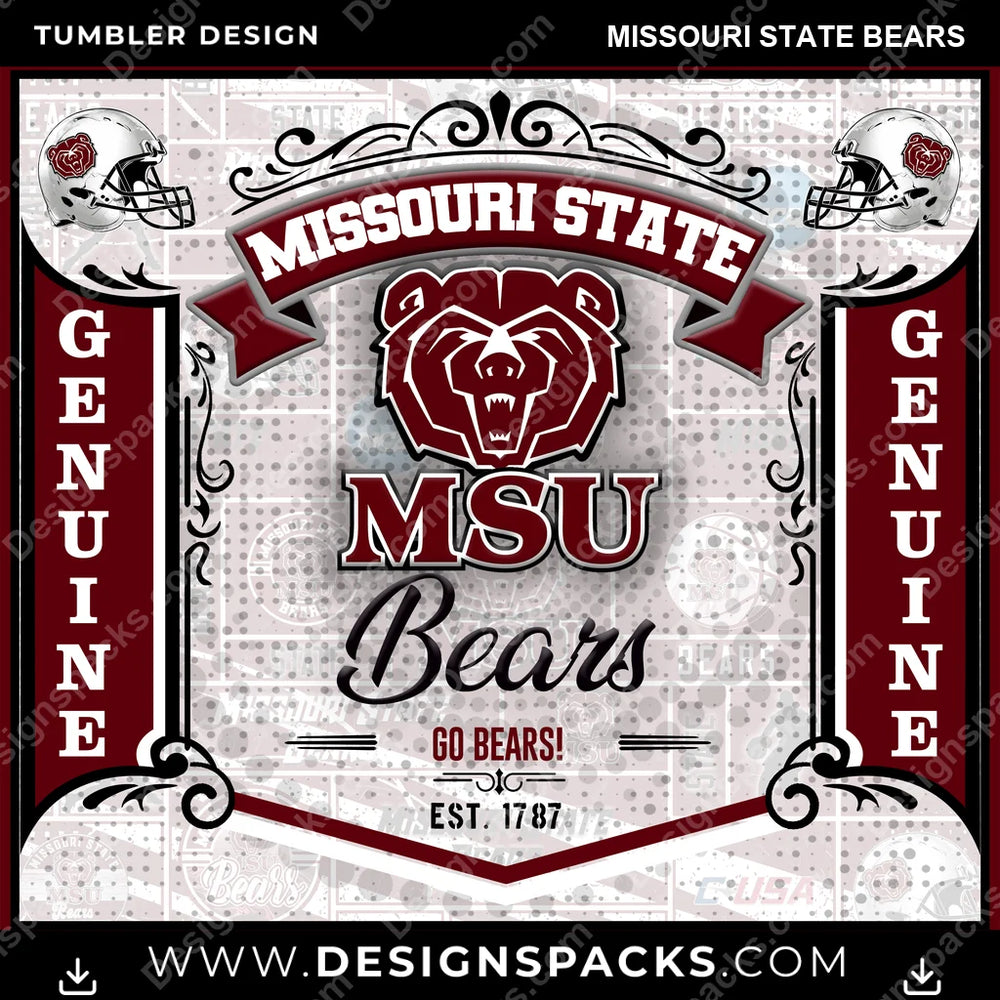 College Sport Bud Missouri State Bears NCAA College Sport Tumbler Digital Wrap Design Download