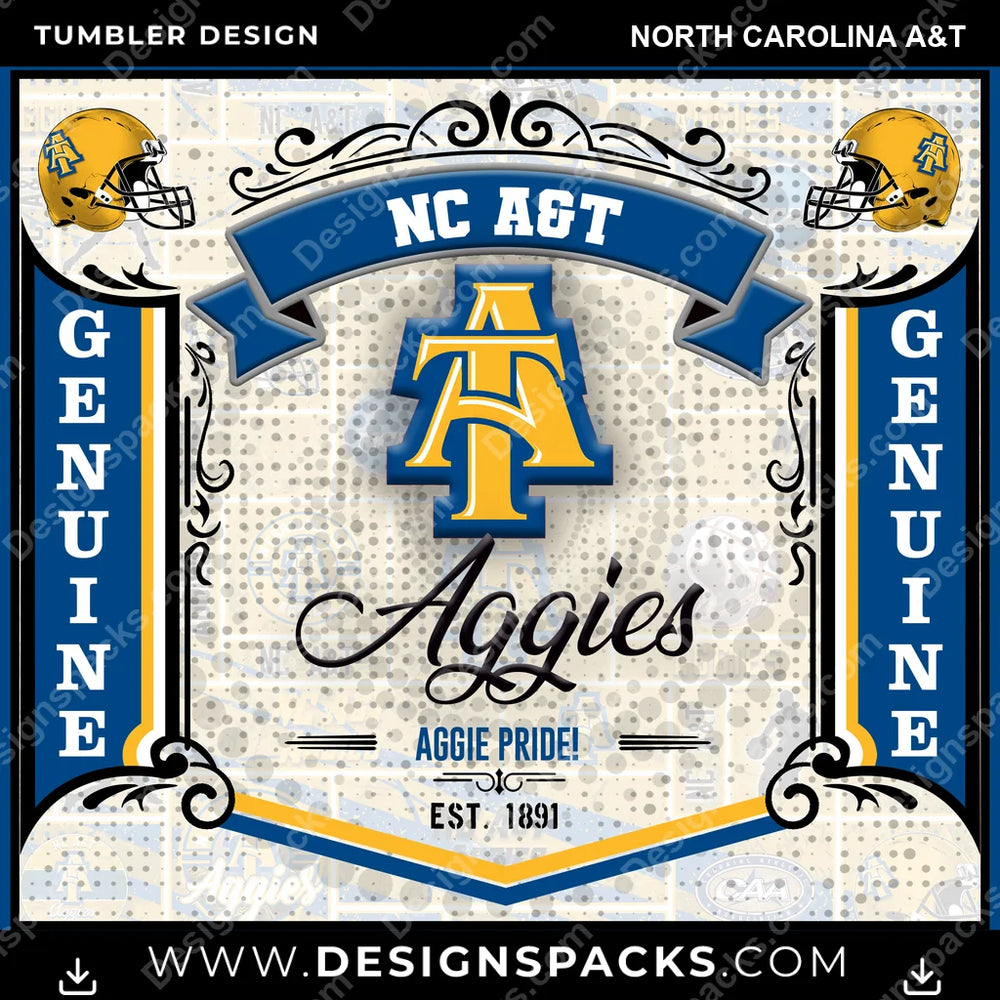 College Sport Bud North Carolina A&T NCAA College Sport Tumbler Digital Wrap Design Download
