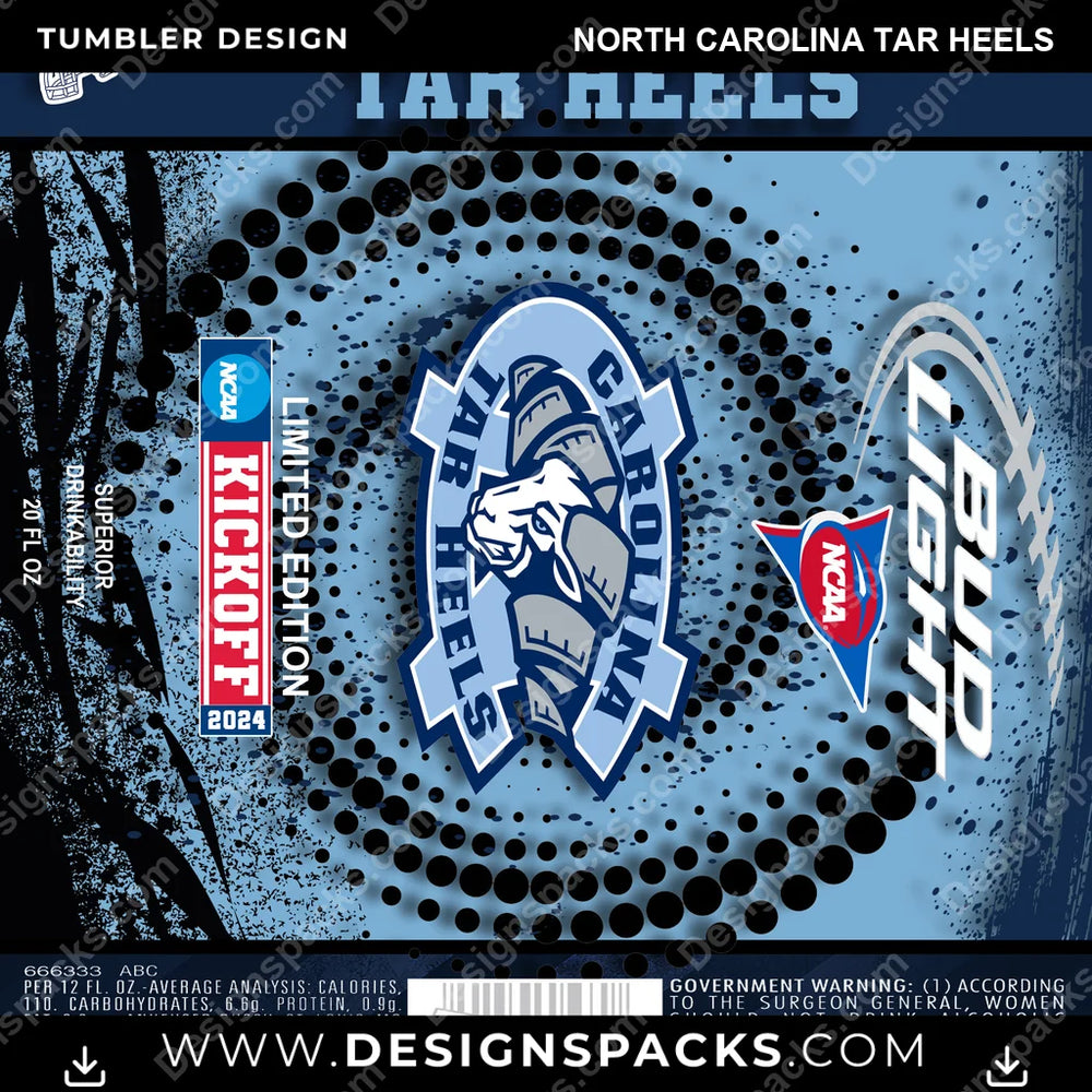 College Sport Bud North Carolina Tar Heels NCAA College Sport Tumbler Digital Wrap Design Download