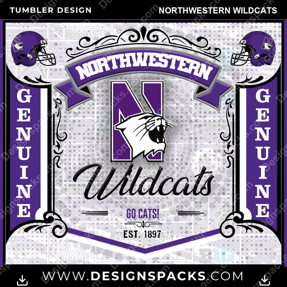 College Sport Bud Northwestern Wildcats NCAA College Sport Tumbler Digital Wrap Design Download