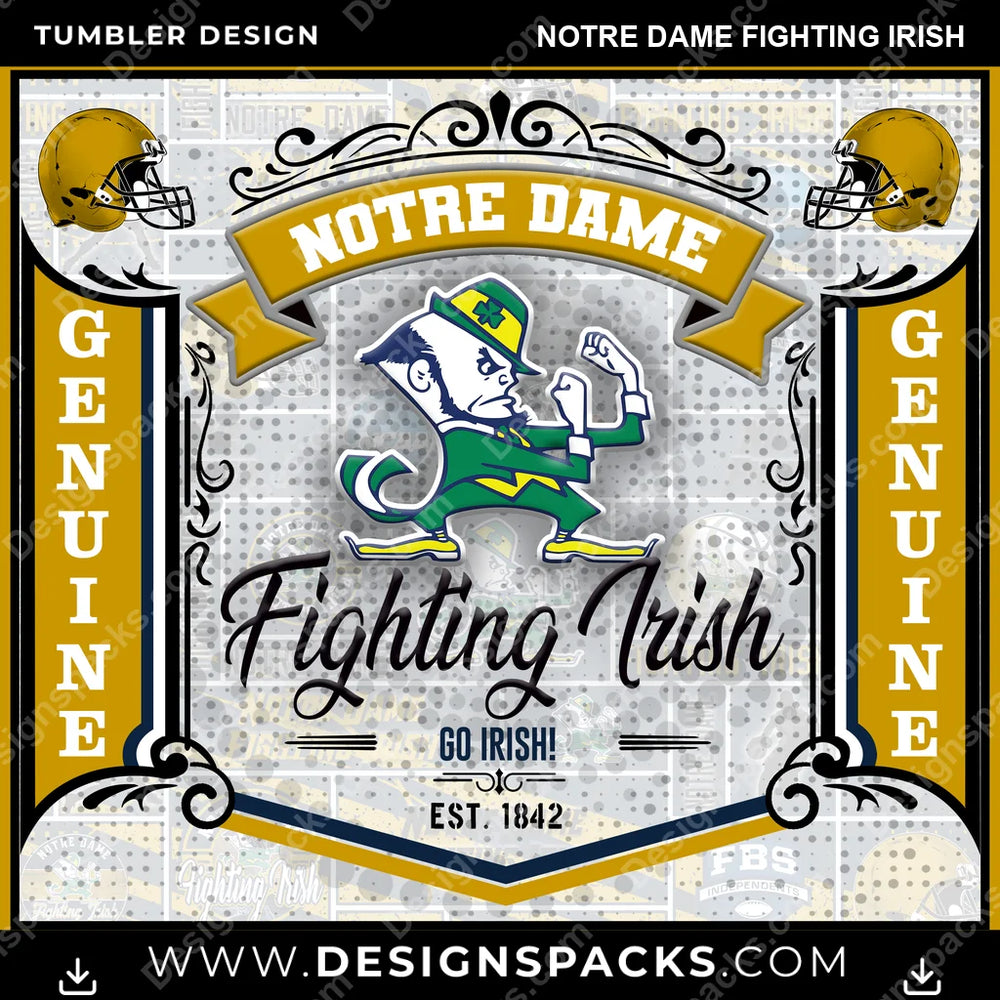 College Sport Bud Notre Dame Fighting Irish NCAA College Sport Tumbler Digital Wrap Design Download