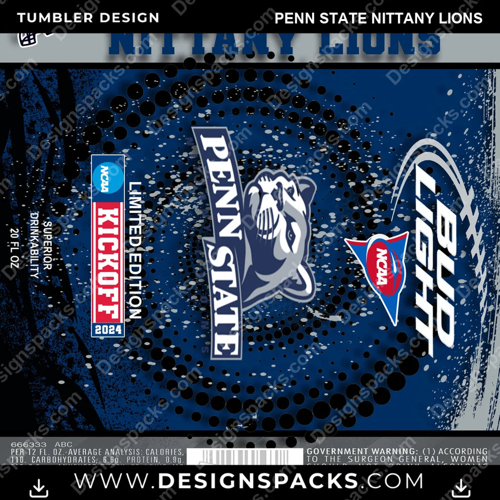 College Sport Bud Penn State Nittany Lions NCAA College Sport Tumbler Digital Wrap Design Download