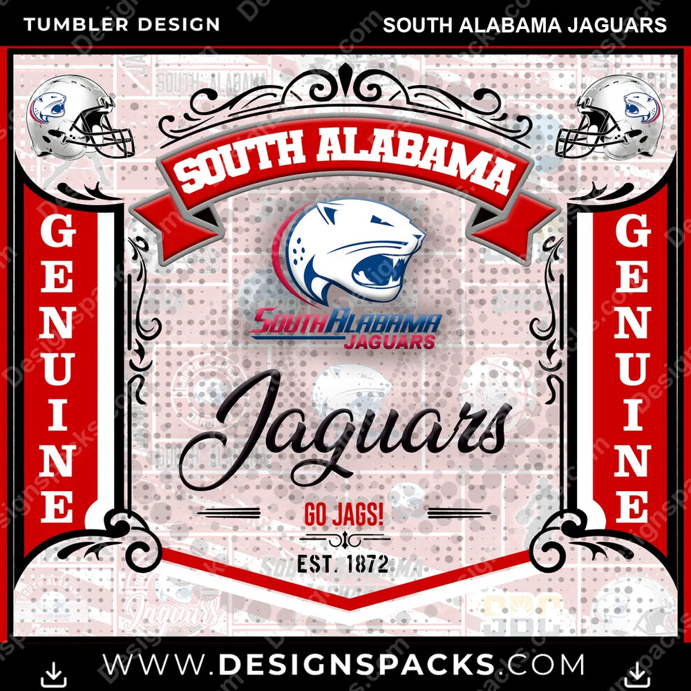College Sport Bud South Alabama Jaguars NCAA College Sport Tumbler Digital Wrap Design Download