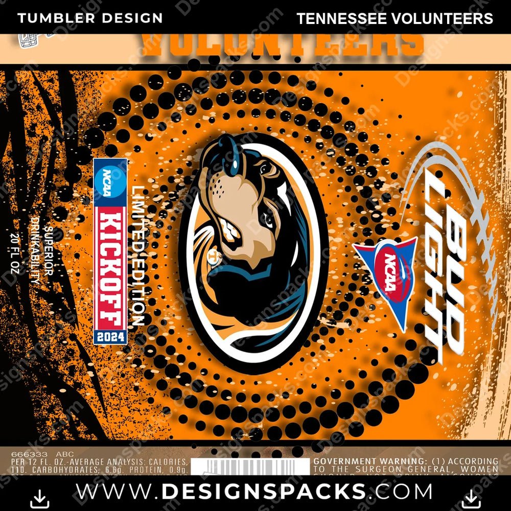 College Sport Bud Tennessee Volunteers NCAA College Sport Tumbler Digital Wrap Design Download