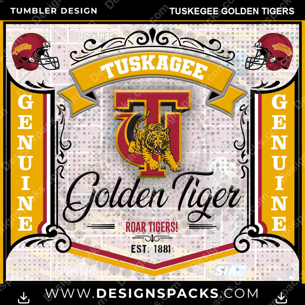 College Sport Bud Tuskegee Golden Tigers NCAA College Sport Tumbler Digital Wrap Design Download