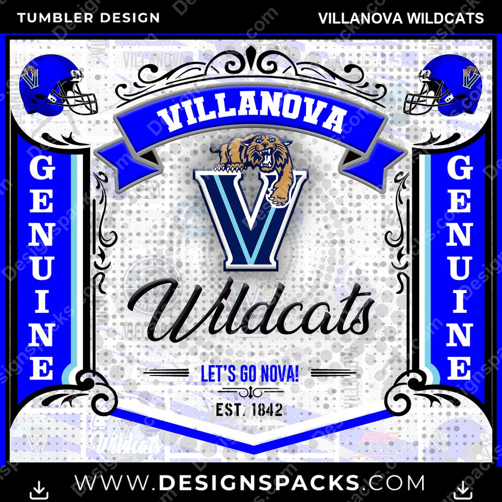 College Sport Bud Villanova Wildcats NCAA College Sport Tumbler Digital Wrap Design Download