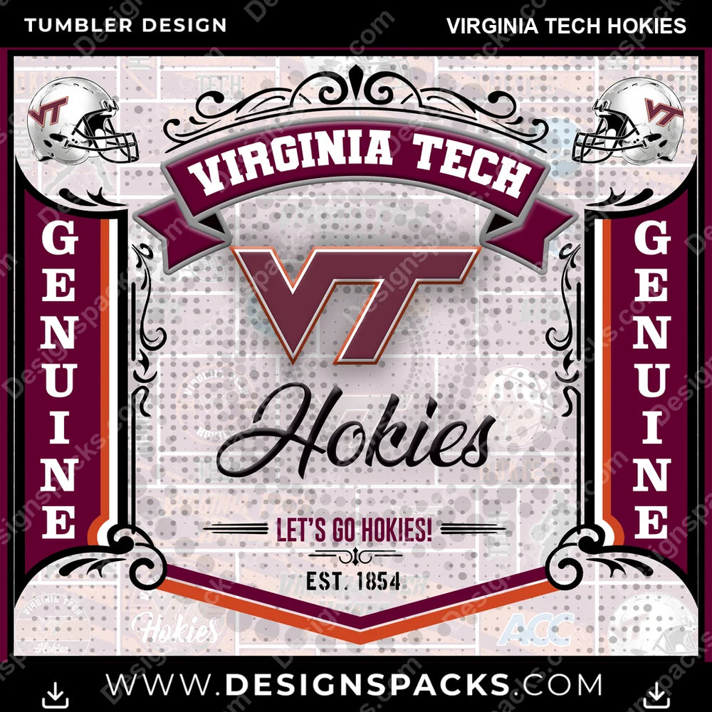 College Sport Bud Virginia Tech Hokies NCAA College Sport Tumbler Digital Wrap Design Download