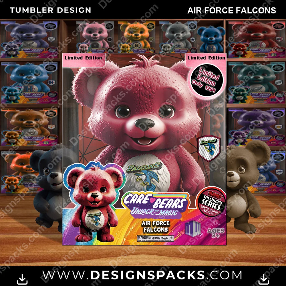College Sport Care Bear Box Air Force Falcons NCAA College Sport Tumbler Digital Wrap Design Download