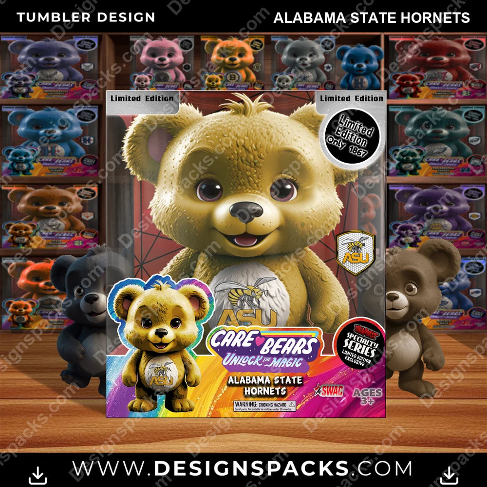 College Sport Care Bear Box Alabama State Hornets NCAA College Sport Tumbler Digital Wrap Design Download