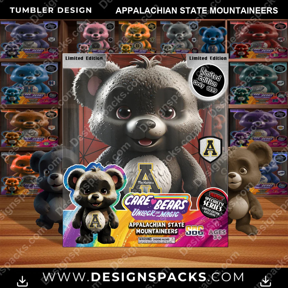 College Sport Care Bear Box Appalachian State Mountaineers NCAA College Sport Tumbler Digital Wrap Design Download