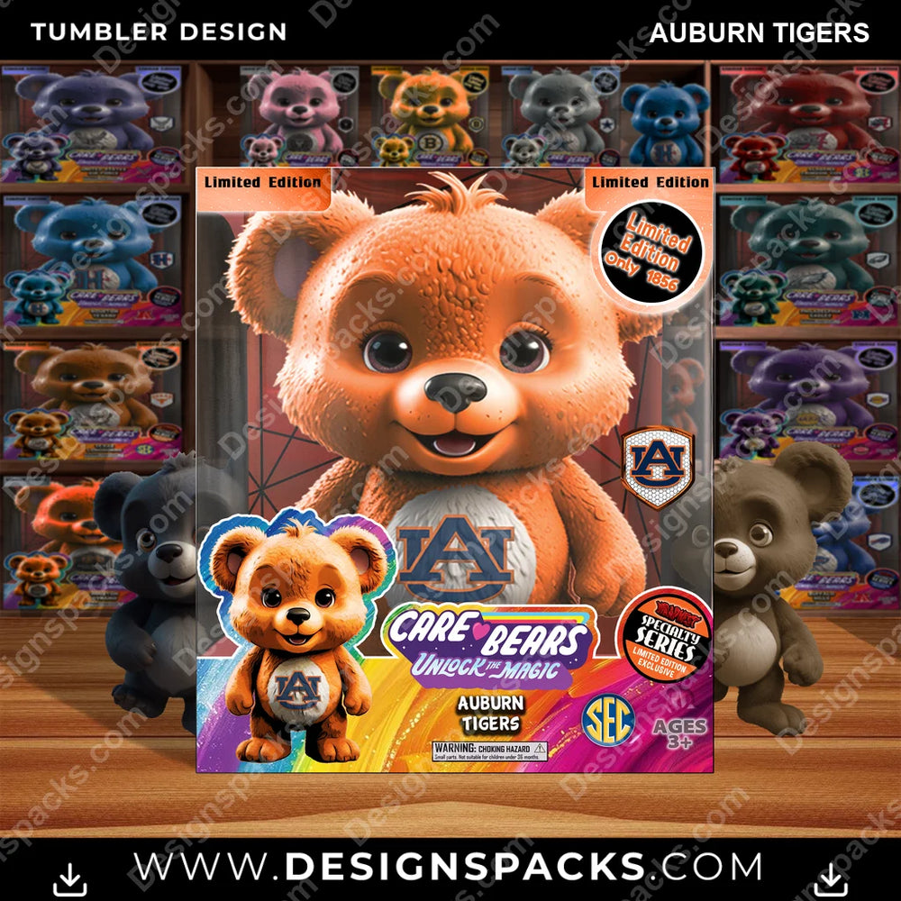 College Sport Care Bear Box Auburn Tigers NCAA College Sport Tumbler Digital Wrap Design Download