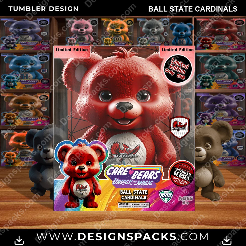 College Sport Care Bear Box Ball State Cardinals NCAA College Sport Tumbler Digital Wrap Design Download