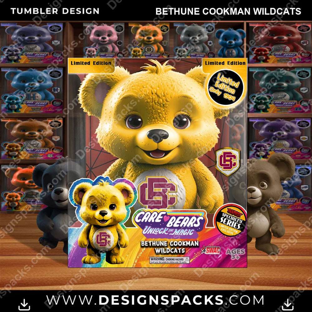 College Sport Care Bear Box Bethune Cookman Wildcats NCAA College Sport Tumbler Digital Wrap Design Download
