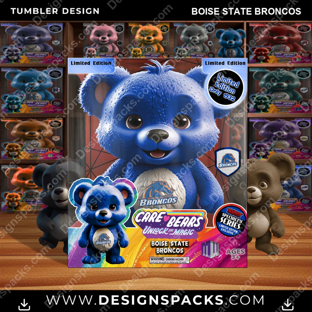 College Sport Care Bear Box Boise State Broncos NCAA College Sport Tumbler Digital Wrap Design Download