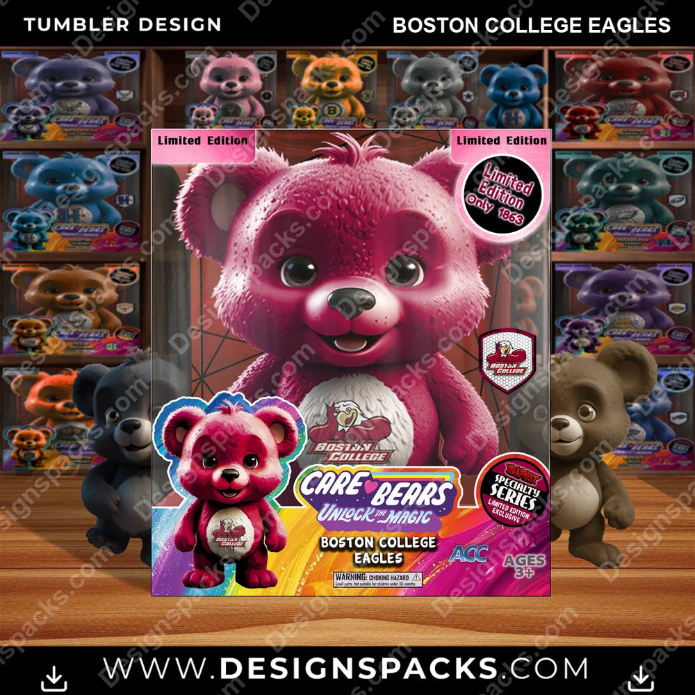 College Sport Care Bear Box Boston College Eagles NCAA College Sport Tumbler Digital Wrap Design Download
