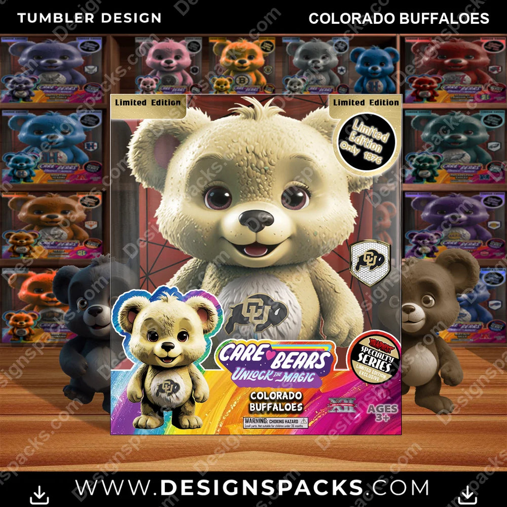 College Sport Care Bear Box Colorado Buffaloes NCAA College Sport Tumbler Digital Wrap Design Download