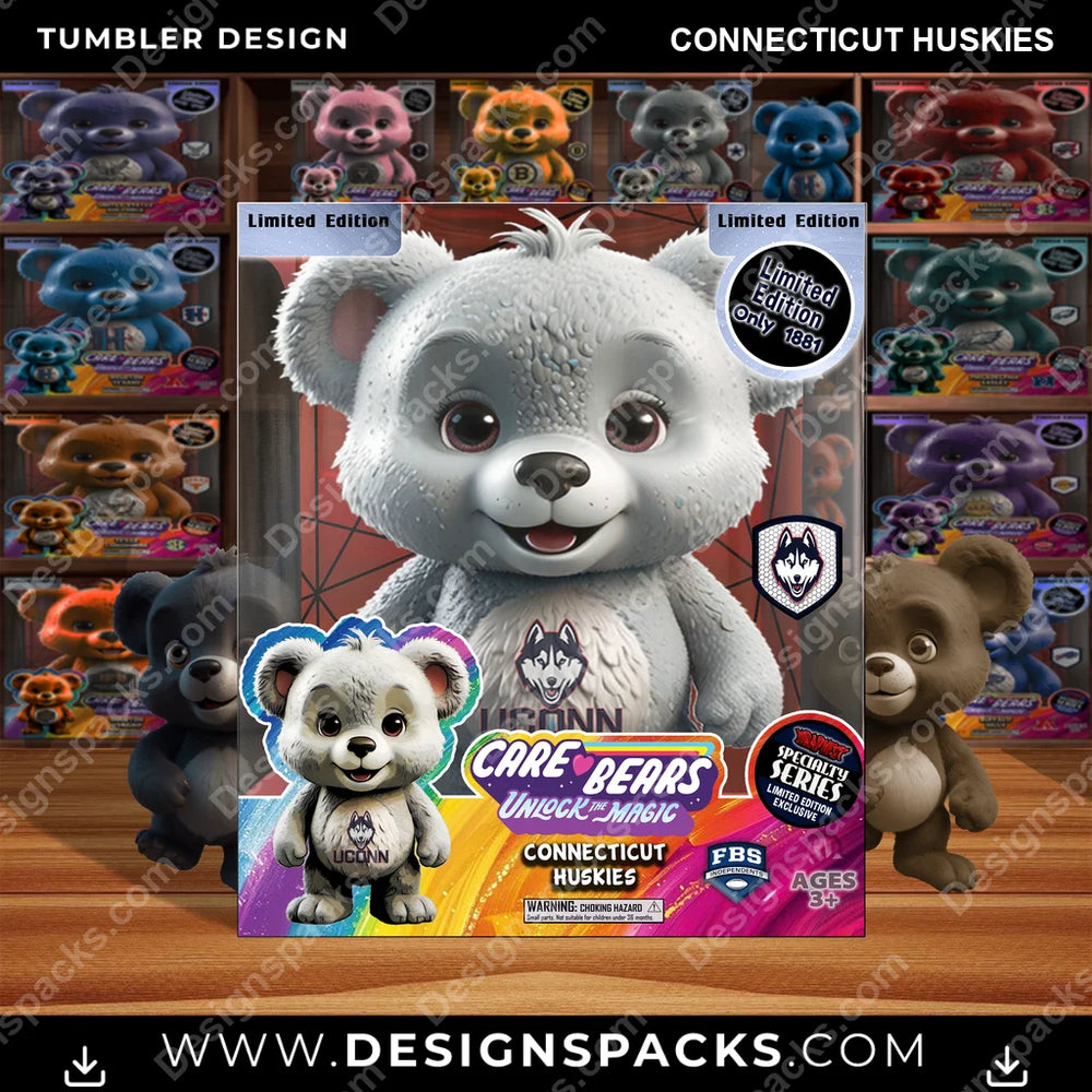 College Sport Care Bear Box Connecticut Huskies NCAA College Sport Tumbler Digital Wrap Design Download