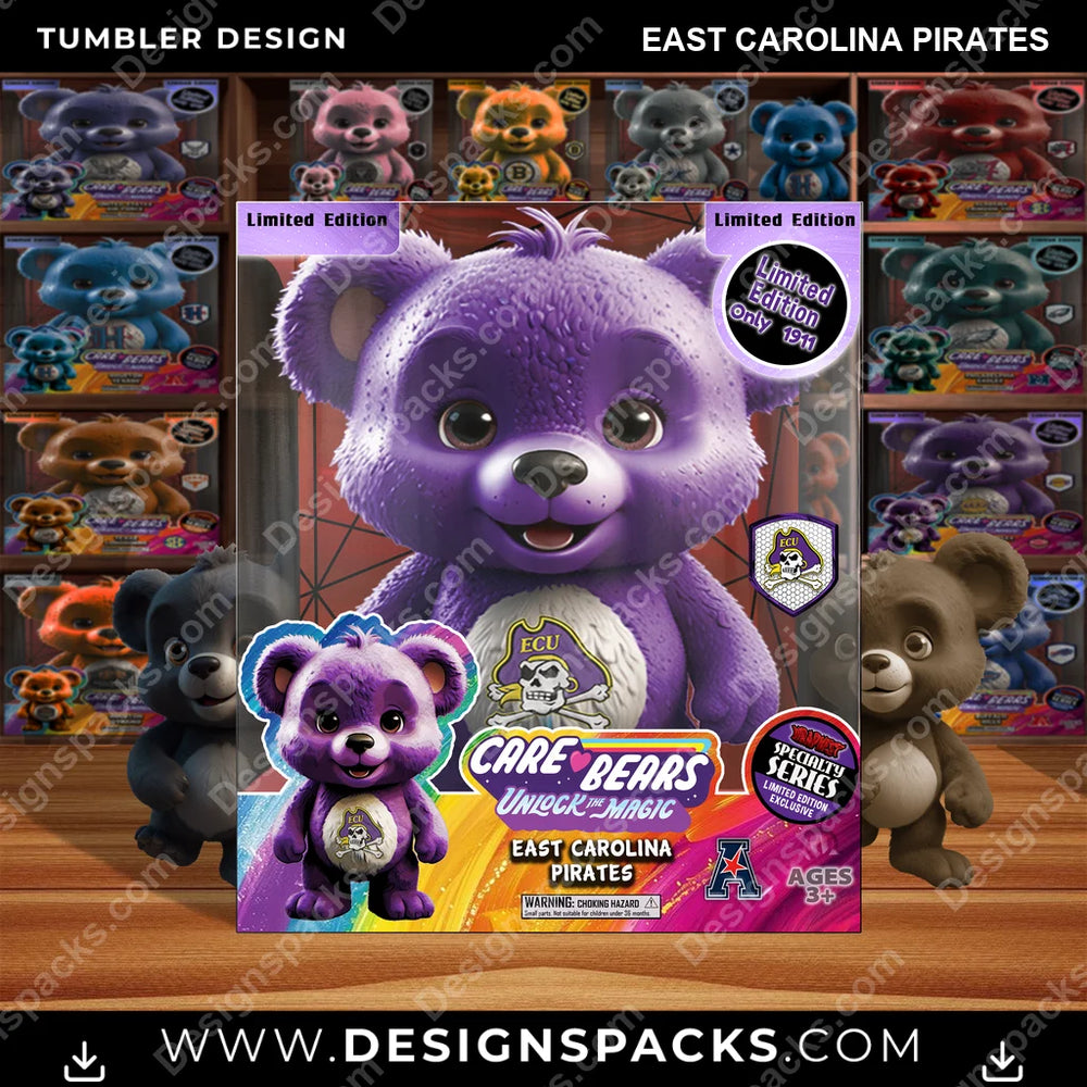 College Sport Care Bear Box East Carolina Pirates NCAA College Sport Tumbler Digital Wrap Design Download