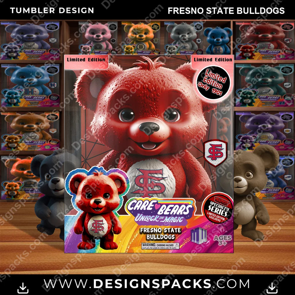 College Sport Care Bear Box Fresno State Bulldogs NCAA College Sport Tumbler Digital Wrap Design Download