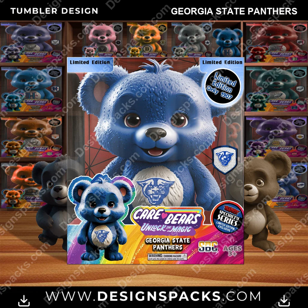 College Sport Care Bear Box Georgia State Panthers NCAA College Sport Tumbler Digital Wrap Design Download