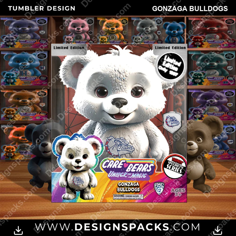 College Sport Care Bear Box Gonzaga Bulldogs NCAA College Sport Tumbler Digital Wrap Design Download