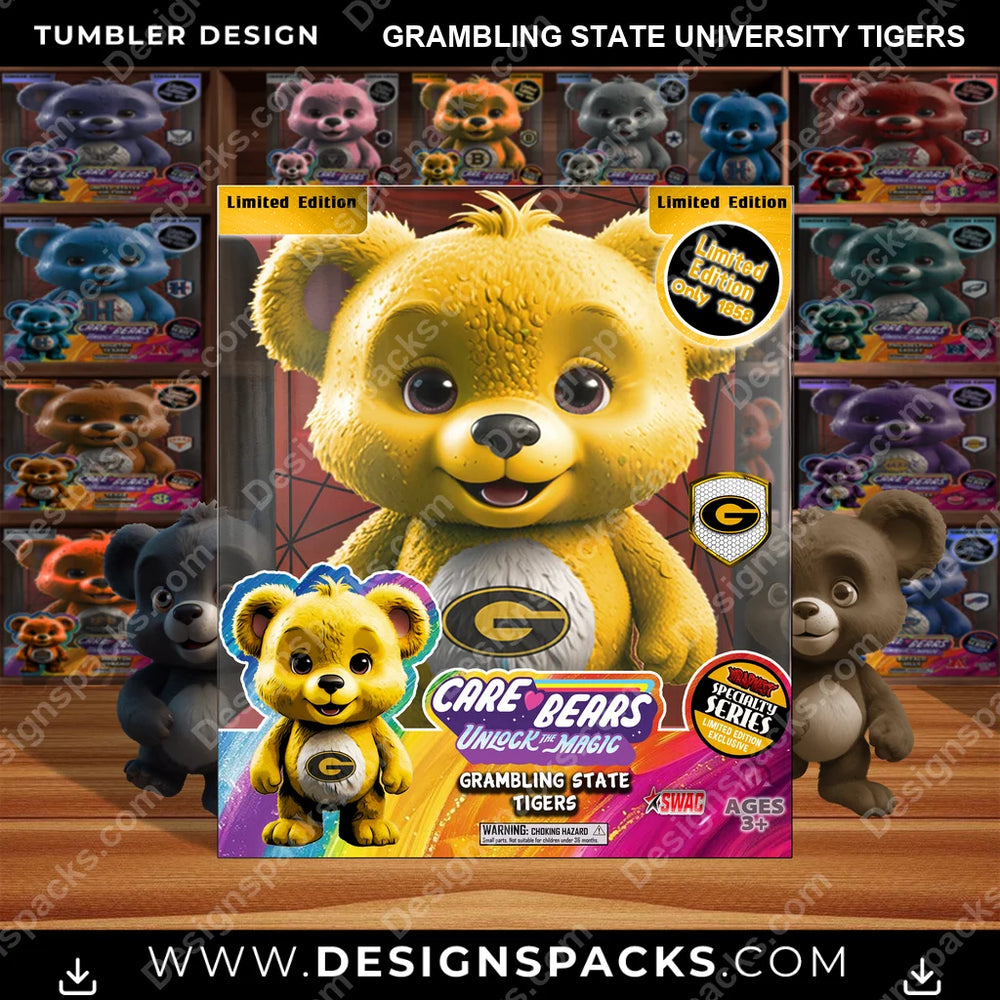 College Sport Care Bear Box Grambling State University Tigers NCAA College Sport Tumbler Digital Wrap Design Download