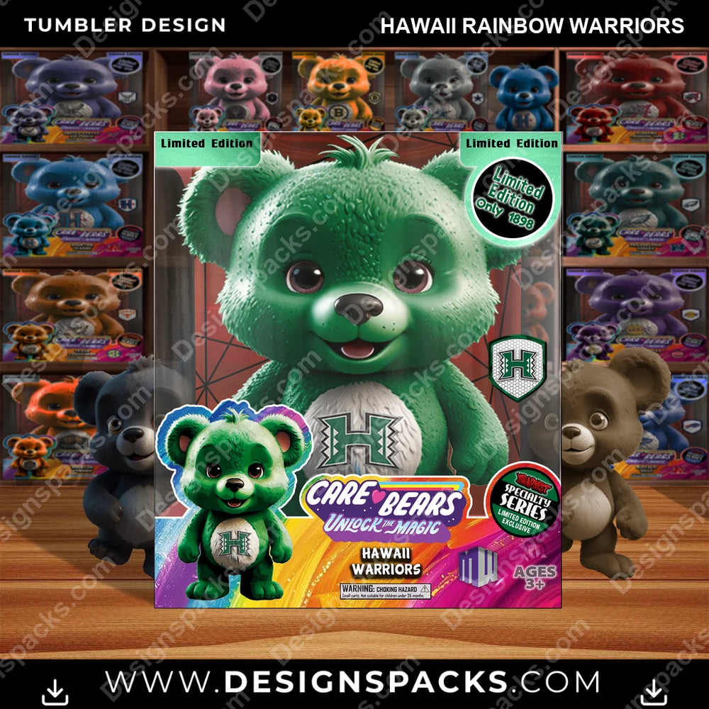 College Sport Care Bear Box Hawaii Rainbow Warriors NCAA College Sport Tumbler Digital Wrap Design Download