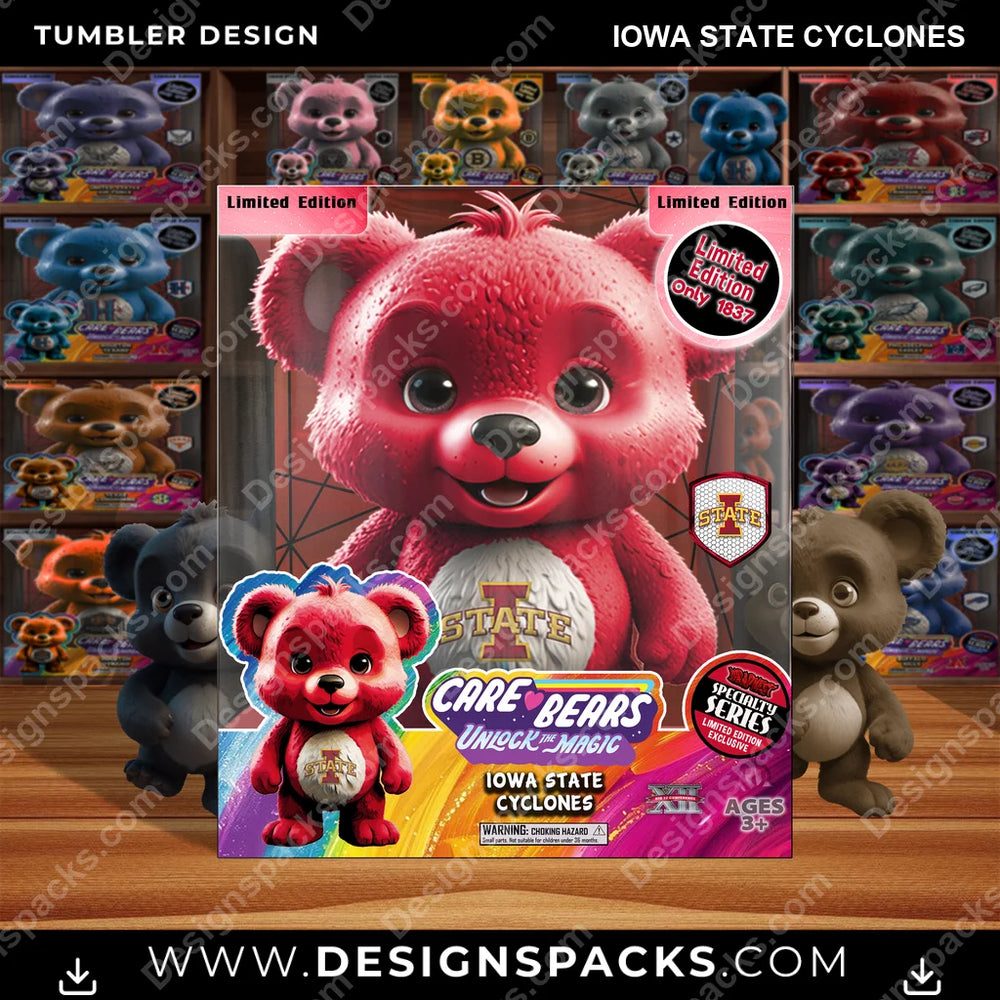 College Sport Care Bear Box Iowa State Cyclones NCAA College Sport Tumbler Digital Wrap Design Download
