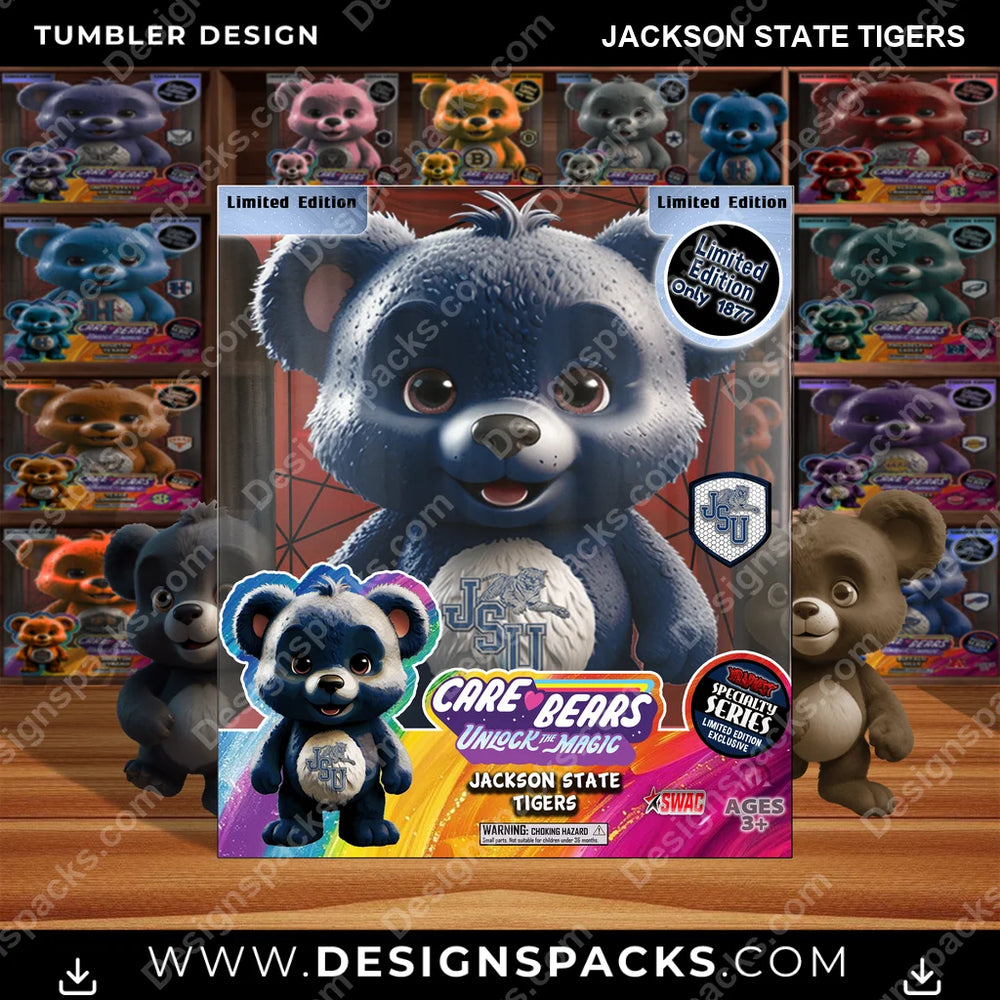 College Sport Care Bear Box Jackson State Tigers NCAA College Sport Tumbler Digital Wrap Design Download
