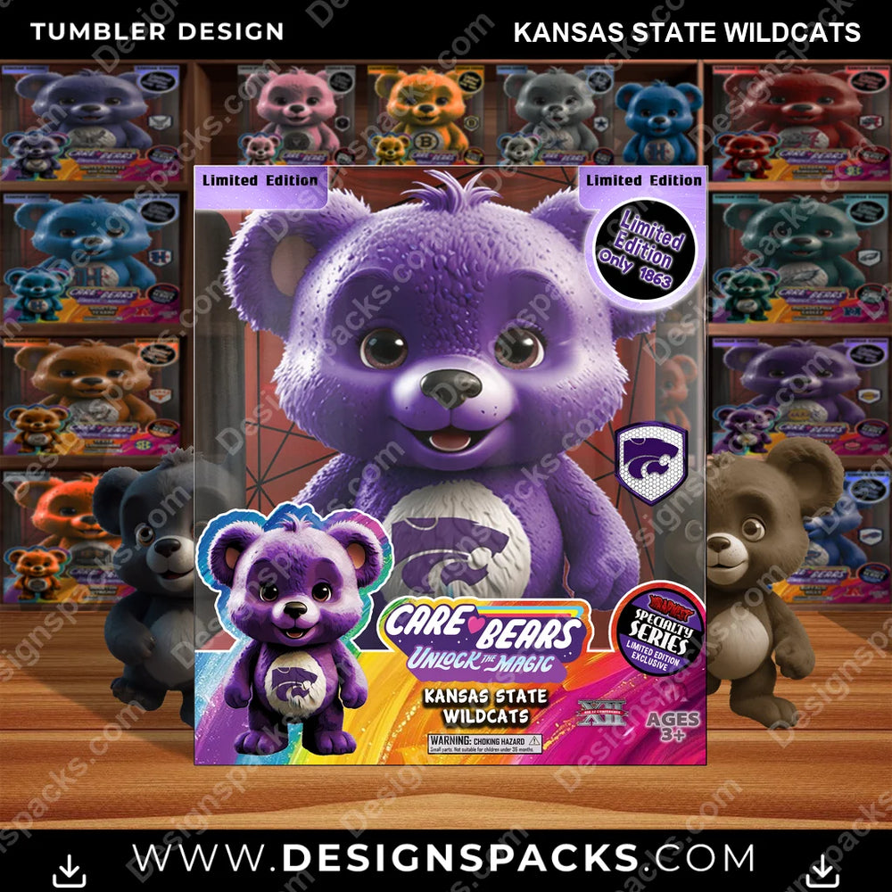 College Sport Care Bear Box Kansas State Wildcats NCAA College Sport Tumbler Digital Wrap Design Download