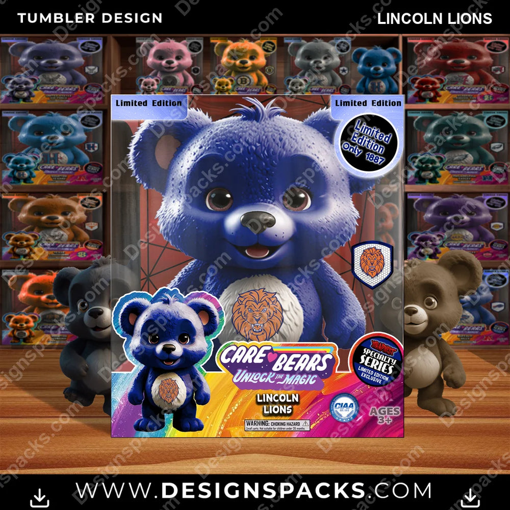 College Sport Care Bear Box Lincoln Lions NCAA College Sport Tumbler Digital Wrap Design Download