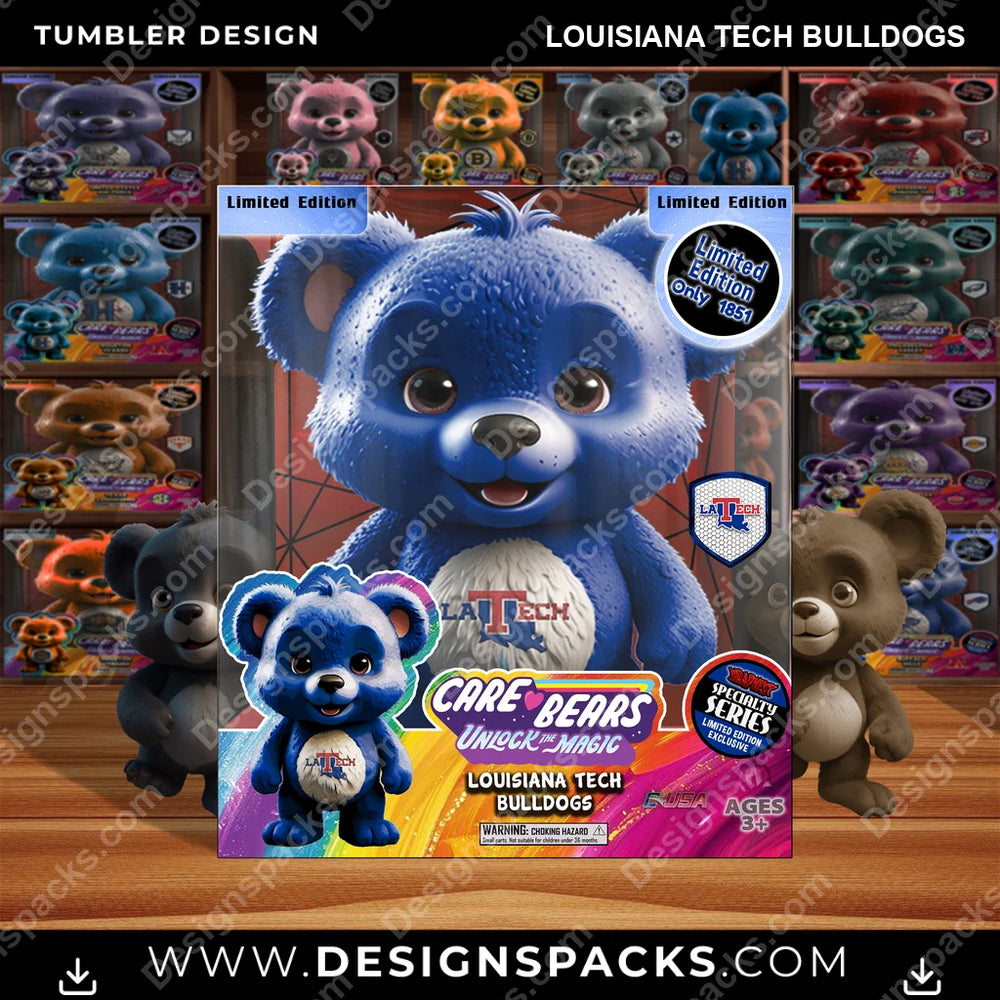 College Sport Care Bear Box Louisiana Tech Bulldogs NCAA College Sport Tumbler Digital Wrap Design Download