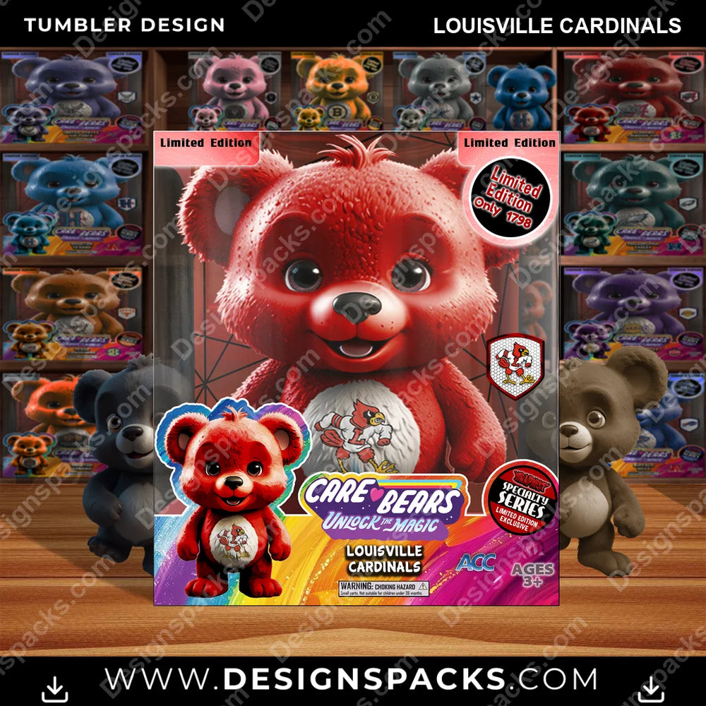 College Sport Care Bear Box Louisville Cardinals NCAA College Sport Tumbler Digital Wrap Design Download