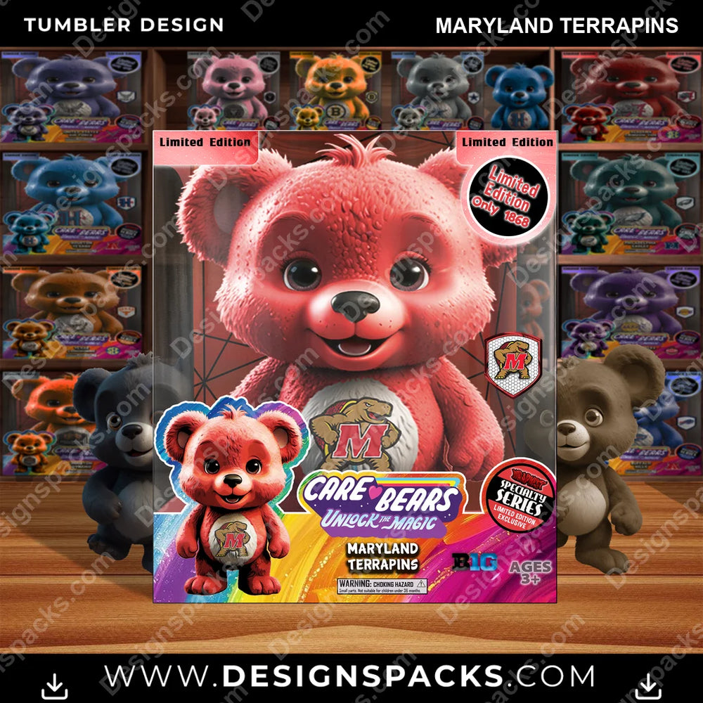 College Sport Care Bear Box Maryland Terrapins NCAA College Sport Tumbler Digital Wrap Design Download
