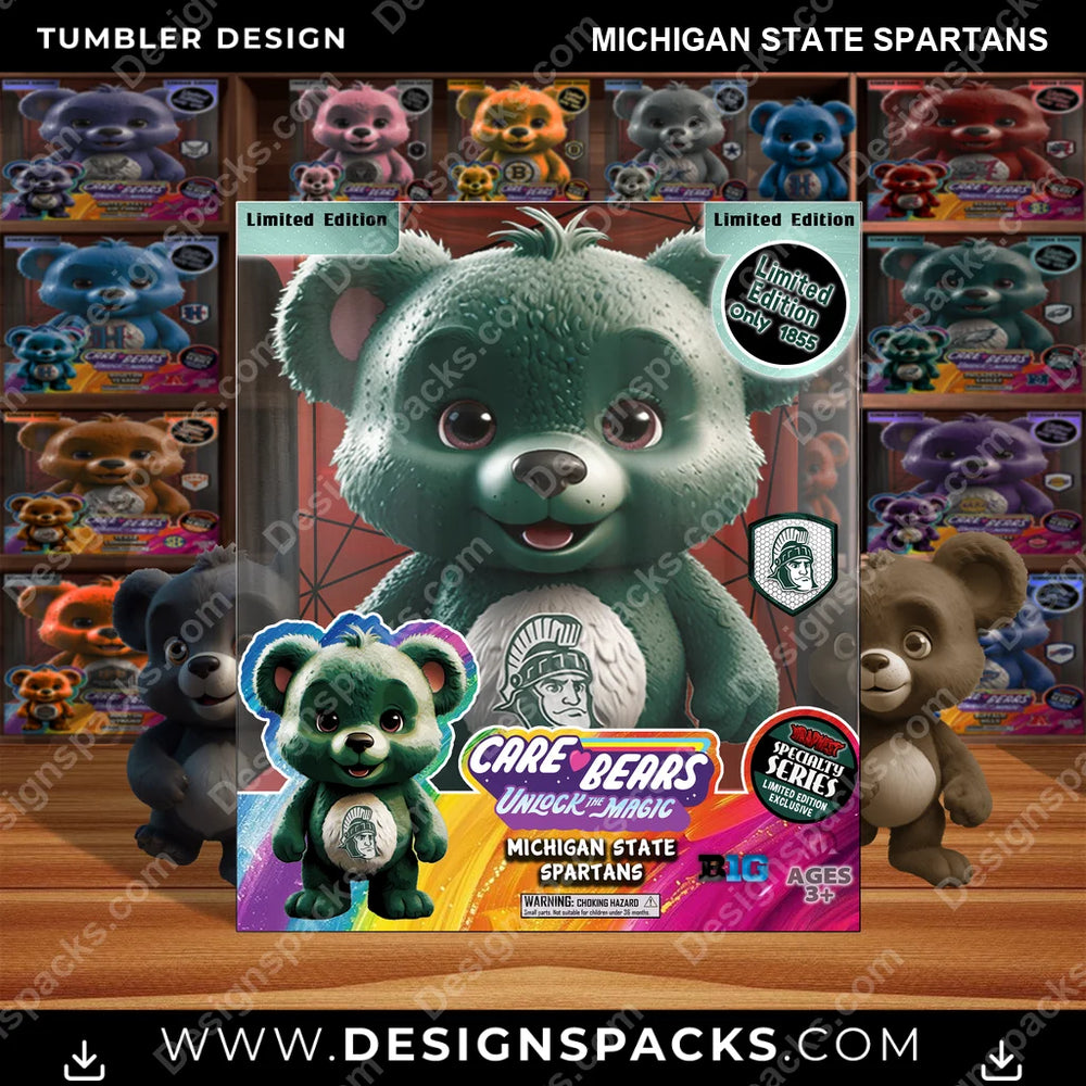 College Sport Care Bear Box Michigan State Spartans NCAA College Sport Tumbler Digital Wrap Design Download