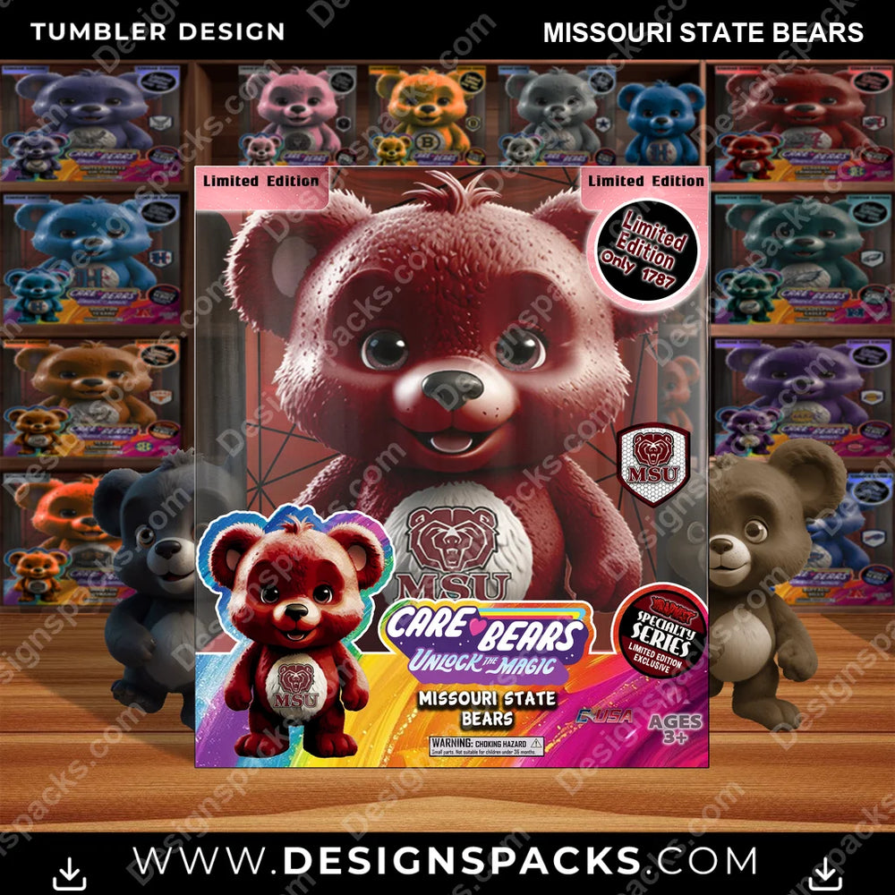 College Sport Care Bear Box Missouri State Bears NCAA College Sport Tumbler Digital Wrap Design Download