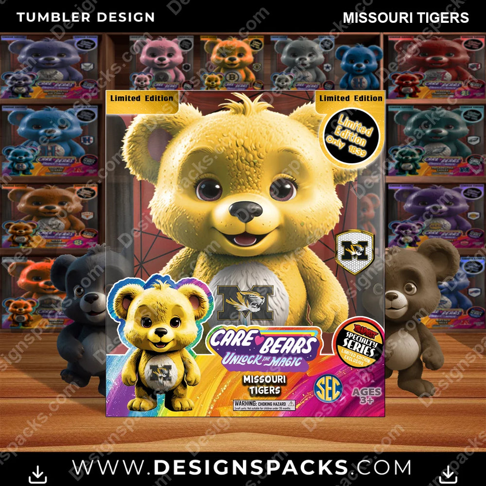 College Sport Care Bear Box Missouri Tigers NCAA College Sport Tumbler Digital Wrap Design Download