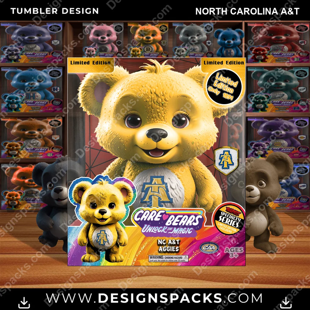 College Sport Care Bear Box North Carolina A&T NCAA College Sport Tumbler Digital Wrap Design Download