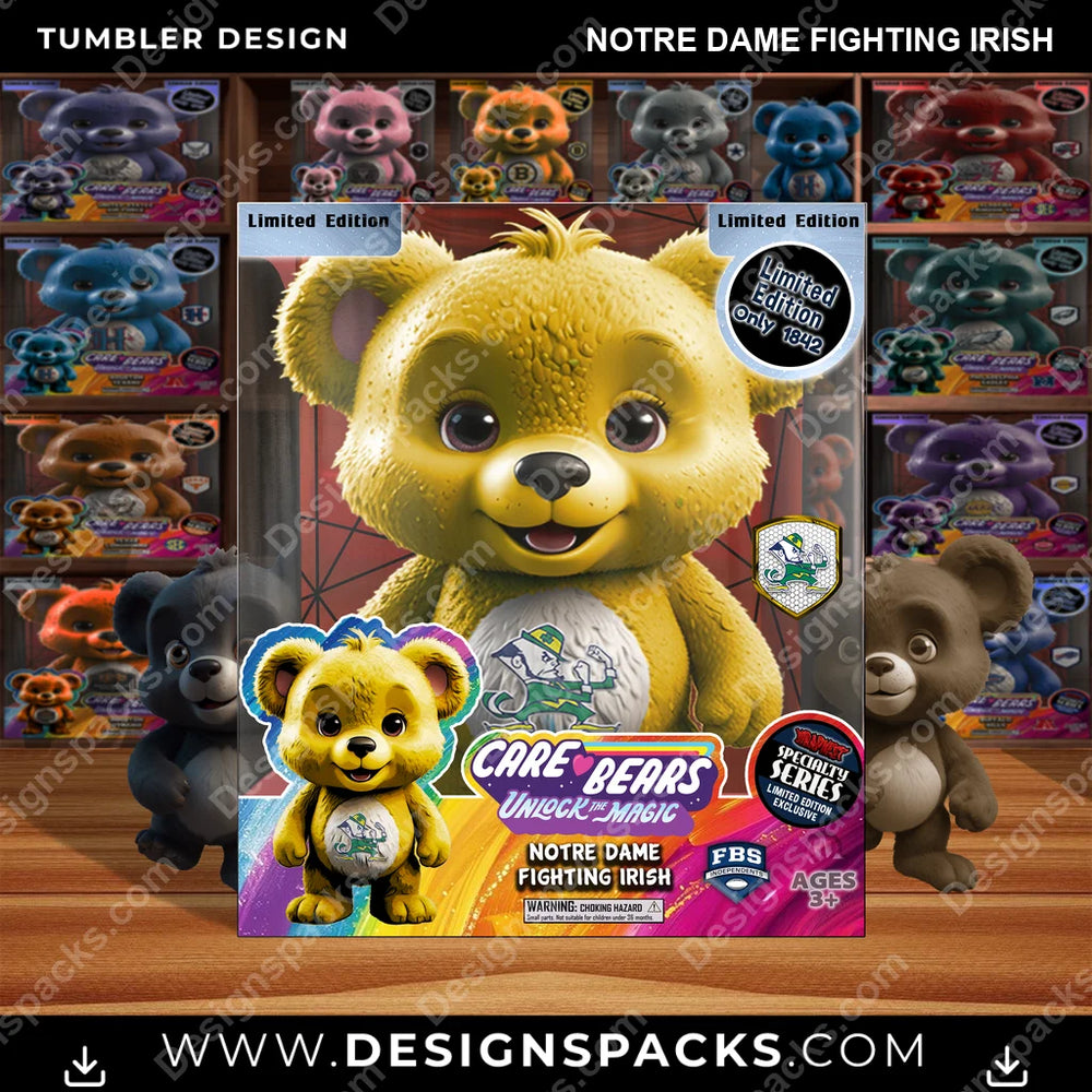 College Sport Care Bear Box Notre Dame Fighting Irish NCAA College Sport Tumbler Digital Wrap Design Download