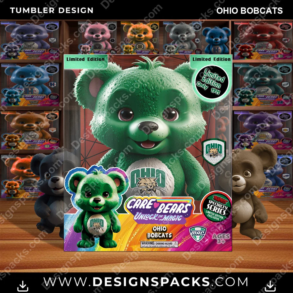 College Sport Care Bear Box Ohio Bobcats NCAA College Sport Tumbler Digital Wrap Design Download
