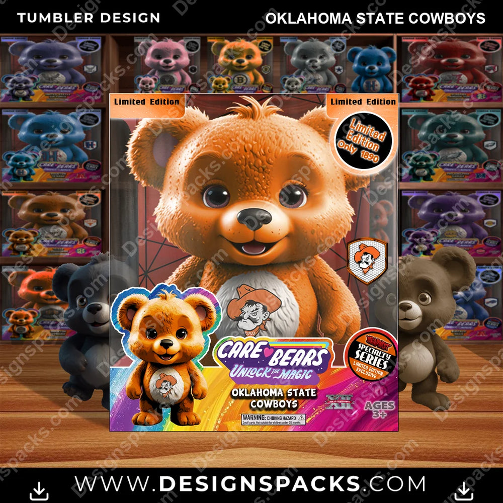 College Sport Care Bear Box Oklahoma State Cowboys NCAA College Sport Tumbler Digital Wrap Design Download