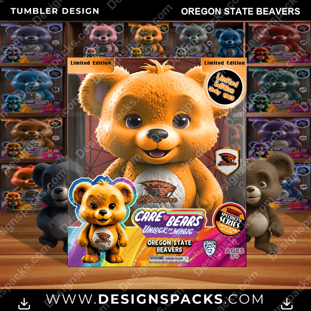 College Sport Care Bear Box Oregon State Beavers NCAA College Sport Tumbler Digital Wrap Design Download