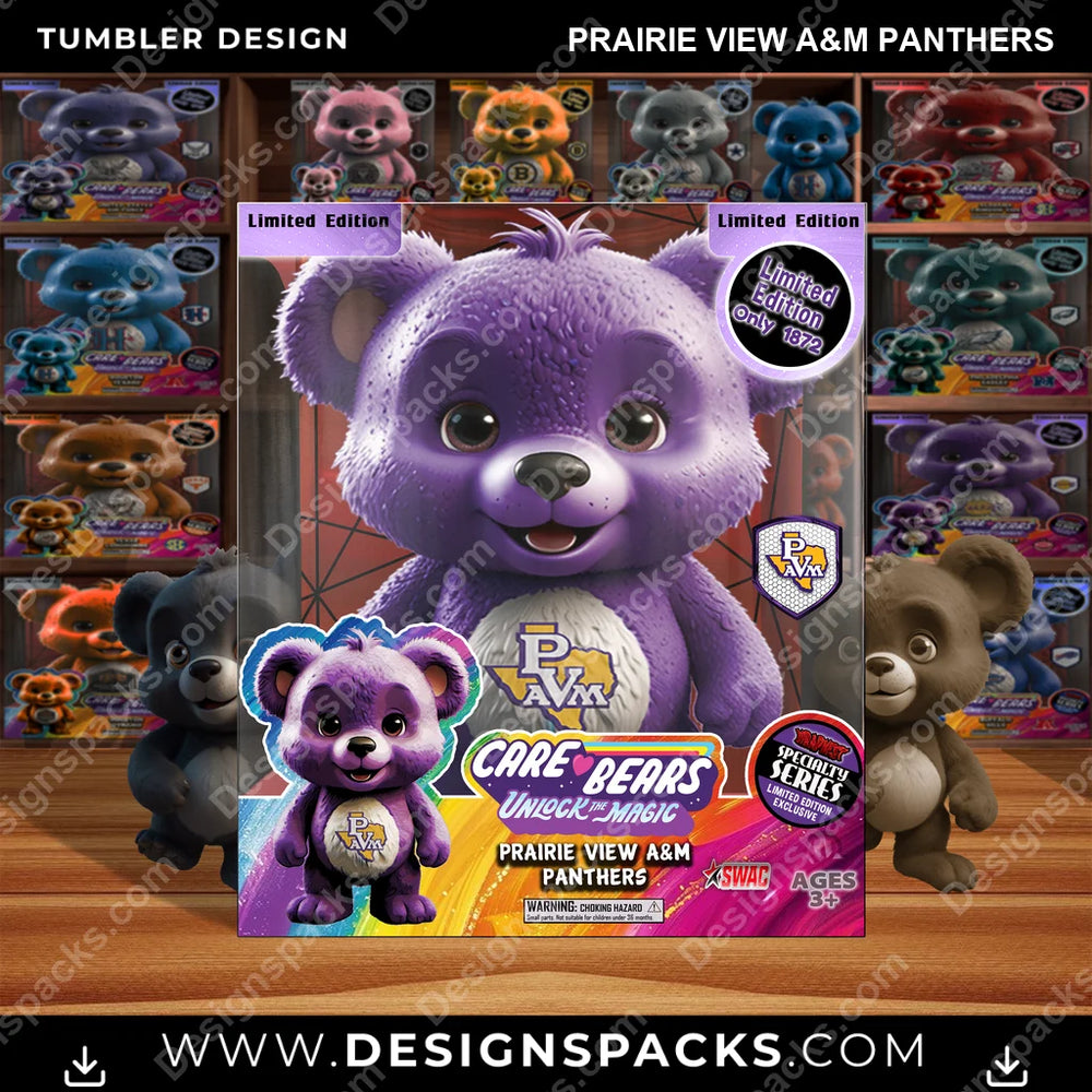 College Sport Care Bear Box Prairie View A&M Panthers NCAA College Sport Tumbler Digital Wrap Design Download